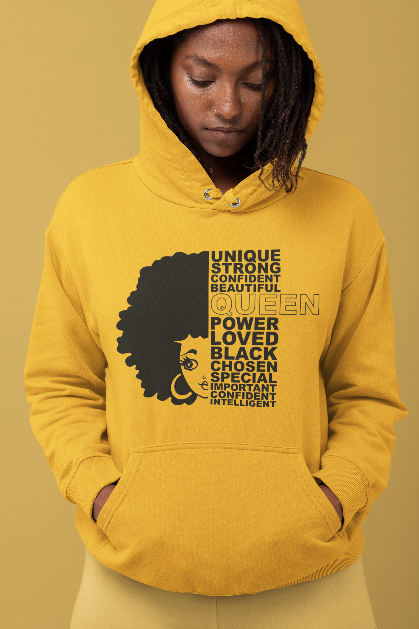 Black Queen Unique Strong Beautiful Drawstring Hooded Sweatshirt